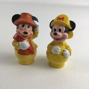 Disney Mickey Mouse PVC Farmer Fireman Figures Finger Puppets Vintage 80s Arco